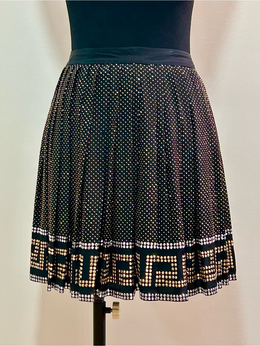 Versace for H&M Studded Greek Key Skirt — Black/Gold Size 4